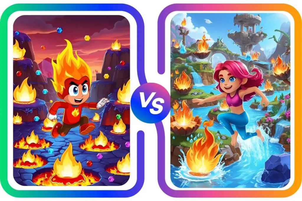 Screenshot do jogo Fireball Adventure e Watergirl.