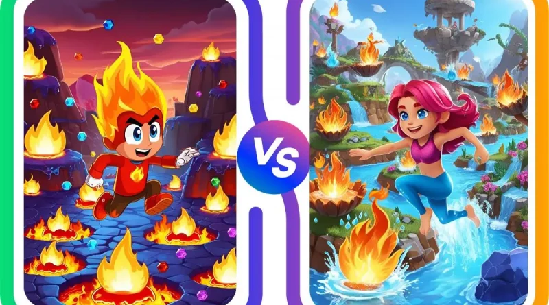 Screenshot do jogo Fireball Adventure e Watergirl.