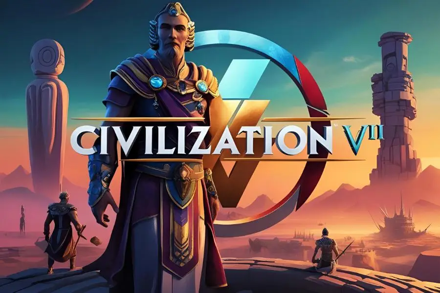 Emblema do Civilization VII, destacando a temática de construção de civilizações e conquistas históricas