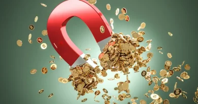 Ímã atraindo moedas de ouro.