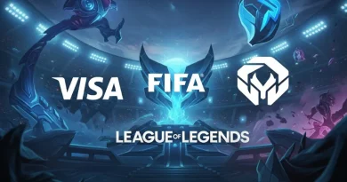 logo Visa, logo FIFA, logo League of Legends, arena de eSports