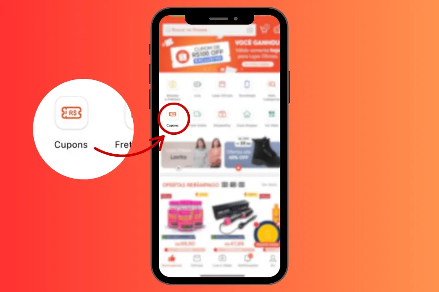 Onde encontrar cupons na shopee.