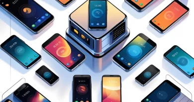 Diversidade de smartphones coloridos em exposição.