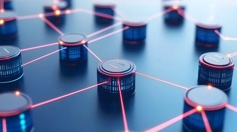 Rede de servidores interconectados, ilustrando de forma simples o que é um servidor e como ele funciona.