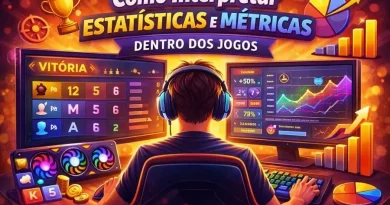 Jogador no PC analisando estatísticas, gráficos e métricas de desempenho dentro dos jogos