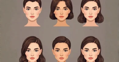Ilustração comparativa de diferentes cortes de cabelo feminino em tons de castanho, exibindo estilos curto pixie, bob médio e ondas clássicas para diferentes formatos de rosto.