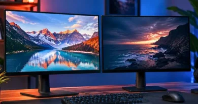 Monitores IPS e VA lado a lado mostrando as diferenças antes da compra.